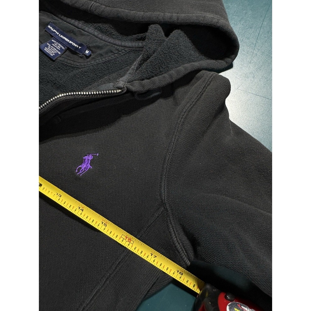 Polo Ralph Lauren Sport Full Zip Hoodie Sweatshirt Women's Medium Black Cropped - Picture 9 of 10
